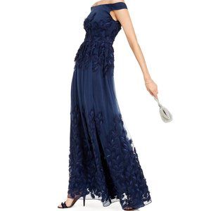 Adrianna Papell Off The Shoulder Embroidered Gown